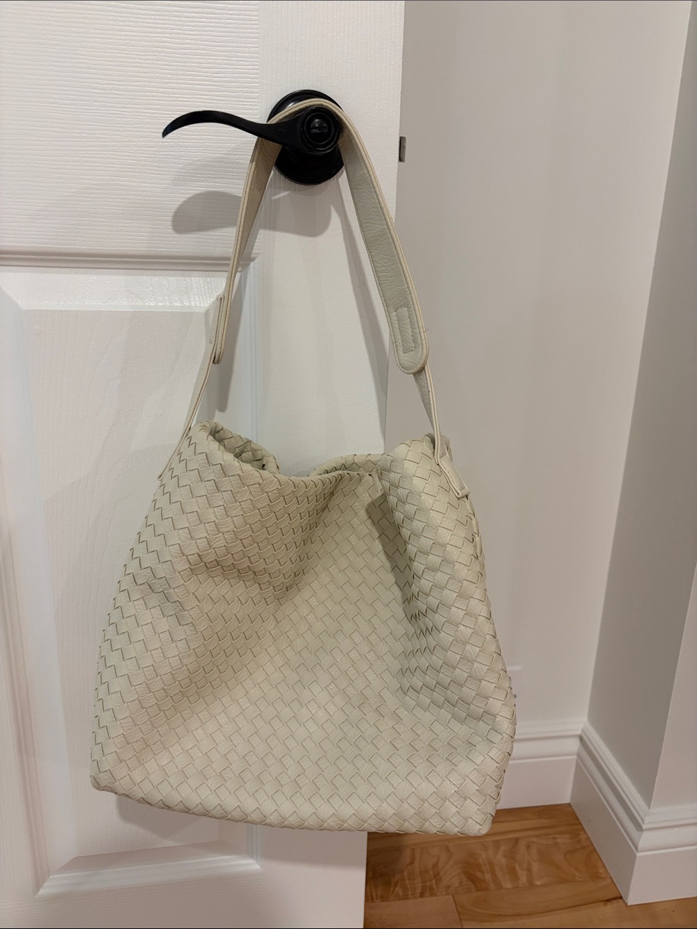 Cream Woven Hobo Bag - Soft Shoulder Tote